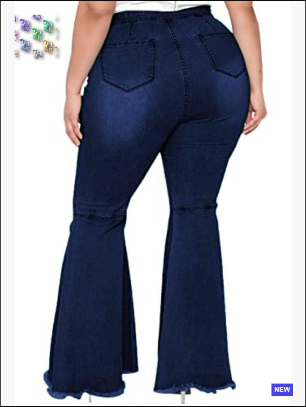 Plus Size High Waisted Bell Bottom Jeans Flare Denim Pants Stretch Y2K - Picture 3 of 4
